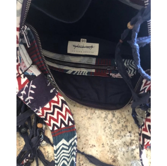 Free People X Brenda Knight Road Trippin Fringed Beaded Shoulder Bag  Blue Multi - Picture 5 of 13